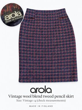 Vintage Arola Finland Wool Mohair Tweed Pencil Skirt